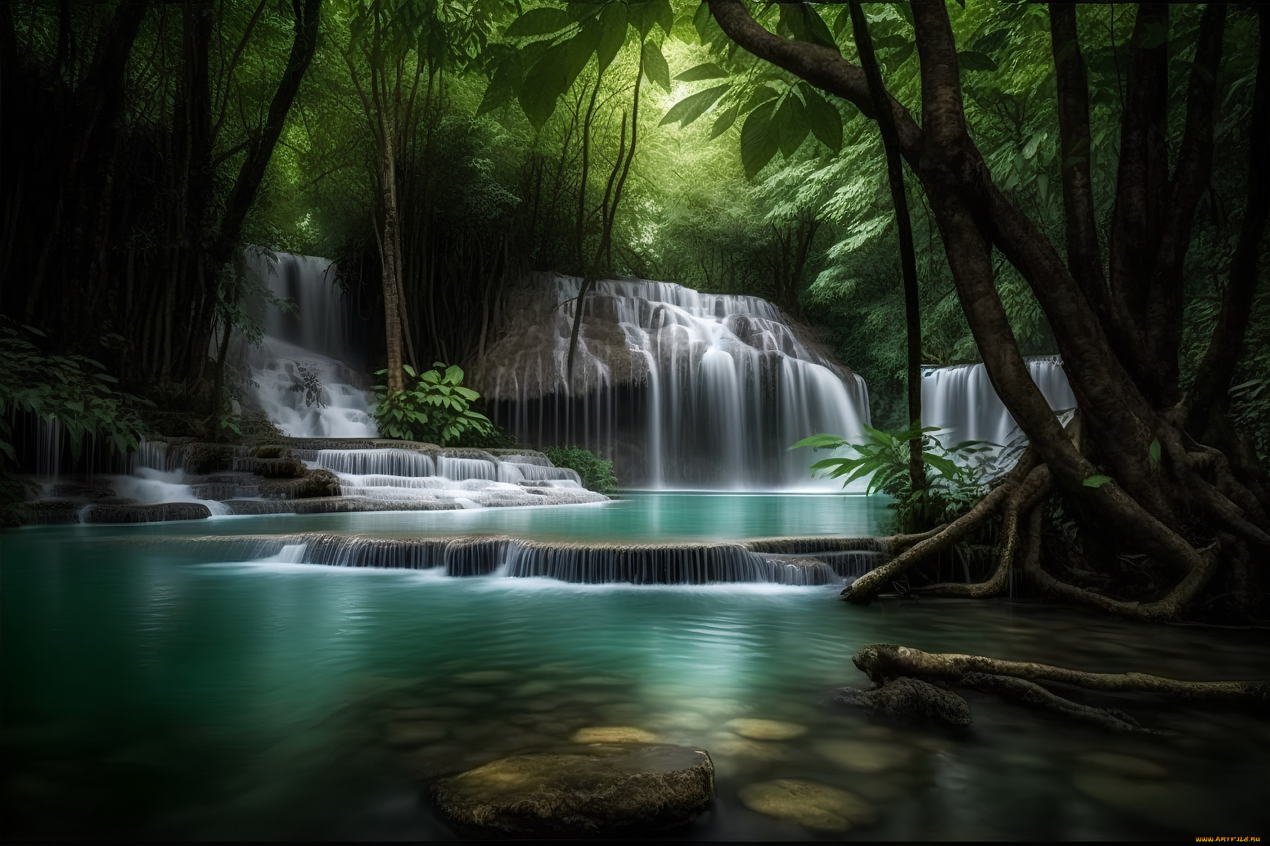 erawan waterfall, thailand, , , erawan, waterfall